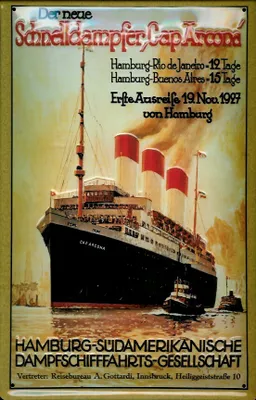 Produktbild von Blechschild Hamburg Süd-Amerikanische Schnelldampfer Cap Arcona Dampfer Reedereiplakat Schiff Schild