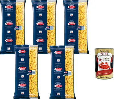 Produktbild von Barilla Mezze Maniche Rigate n.84 Profi Pasta 5×5kg Großpackung Hartweizengrieß Röhrennudeln Gastronomie Catering Vorrat + Italian Gourmet polpa