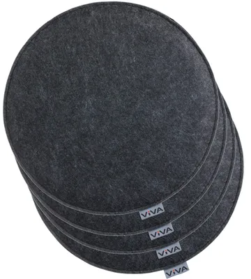 4 Filz-Sitzkissen rund 35x35x2 cm anthrazit für drinnen & draußen