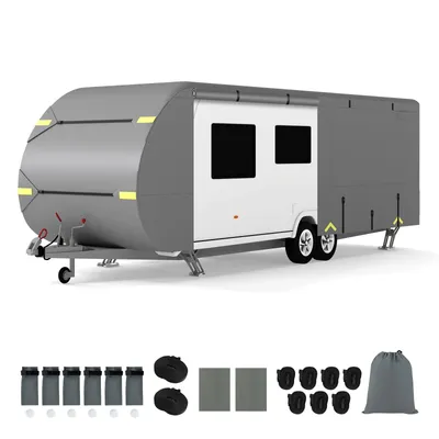 Produktbild von COSTWAY Wohnwagen Abdeckung 493x260cm, Schutzhülle aus Vliesstoff für Wohnwagen & Wohnmobil, Abdeckplane Wohnwagenplane wasserabweisend wetterfest