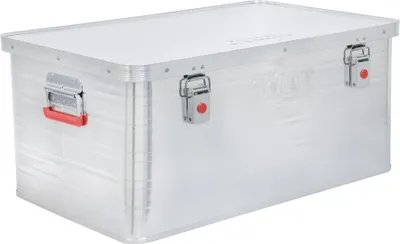 Produktbild von STIER Alubox, Aluminiumbox 85L, Staub- und spritzwasserresistent mit Gummidichtung und 2 Klapphandgriffen, Alukiste mit Spannverschluss, zuverlässige geruchsneutrale Aufbewahrung