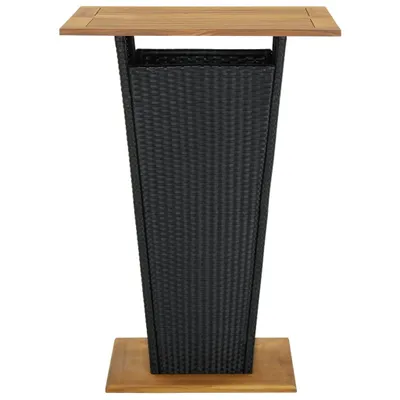 Immagine prodotto di Tavolino da Tè Nero 80x80x110 cm Polyrattan e Massello Acacia