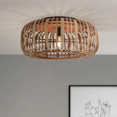 Produktbild von hellbraune Deckenlampe - dimmbare Deckenleuchte mit Bambus-Schirm