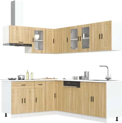 Produktbild von 11-tlg. Küchenschrank-Set Porto Sonoma-Eiche Holzwerkstoff