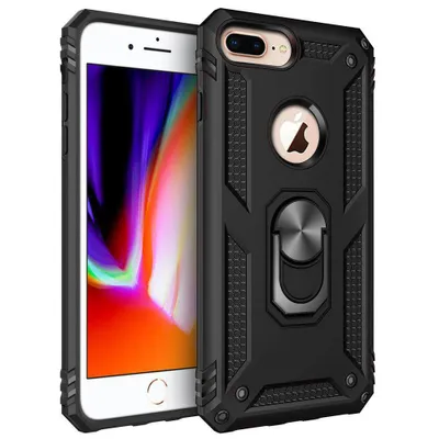 Obrázek produktu pro iPhone 8 Plus Pouzdro s Kroužkem, Dvouvrstvé Tvrdé PC TPU, Nárazuvzdorné Pouzdro s Stojánku pro iPhone 7 Plus / 8 Plus černé