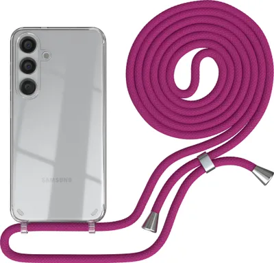 Produktbild von EAZY CASE Handykette kompatibel mit Samsung Galaxy S24, Handyhülle mit Umhängeband, Handykordel, Schutzhülle Clear, Band in Rosa