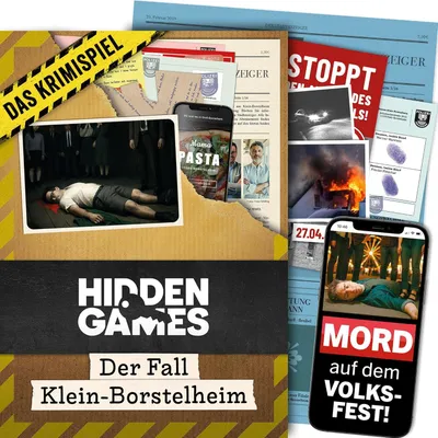 Produktbild von Hidden Games Tatort - Der Fall Klein-Borstelheim - Krimispiel für Erwachsene - Mordfall lösen Spiel -