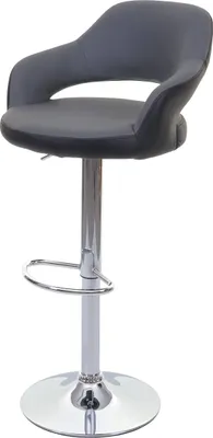 Produktbild von Barhocker HWC-F16, Barstuhl Tresenhocker Drehhocker, mit Lehne Kunstleder  grau-schwarz