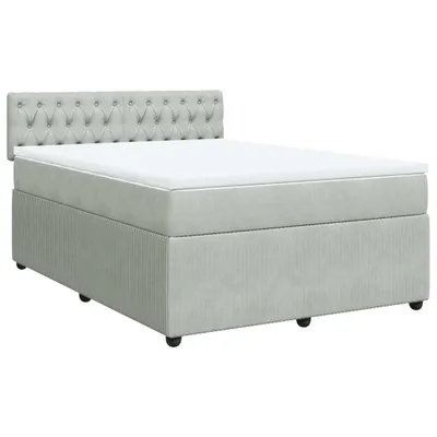 Produktbild von vidaXL Boxspringbett mit Matratze Hellgrau 160x200 cm Samt
