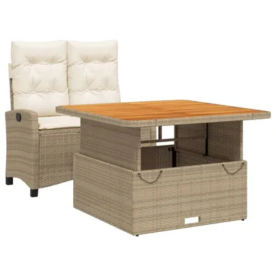 Produktbild von vidaXL 2-tlg. Garten-Essgruppe mit Kissen Beige Poly Rattan
