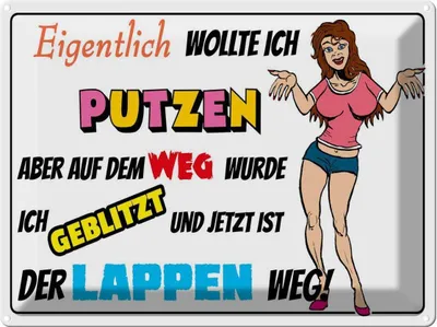 Image de vianmo Plaque en tôle 30x40 cm eigentlich wollte ich putzen