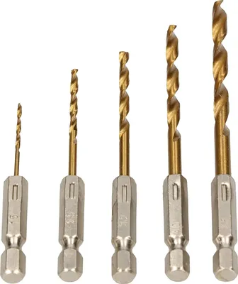 Produktbild von KOTARBAU® HSS Bohrer Satz 1,5-4,8 mm 5tlg. mit Sechskantschaft 1/4 Spiralbohrer für Metall Holz Kunststoffe für Bohrmaschinen Akkuschrauber