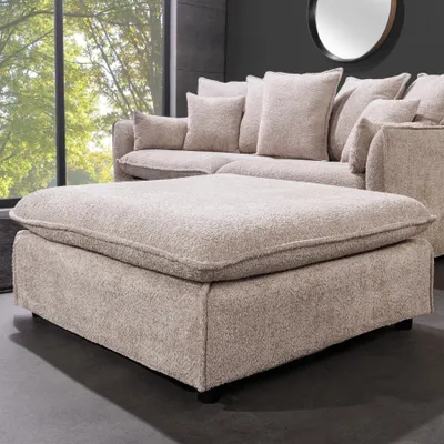 Produktbild von riess-ambiente Großer Hocker HEAVEN 100cm champagner beige Bouclé Polsterhocker Federkern