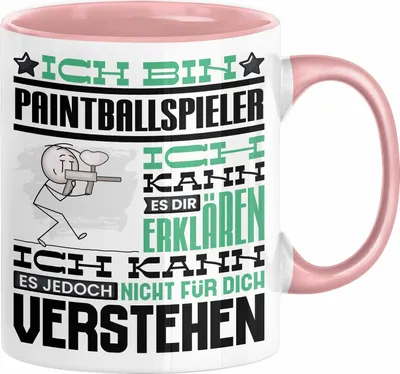 Produktbild von Paintballspieler Geschenk Kaffee-Tasse Geschenkidee für Paintballspieler Ich Bin Paintballspieler Ich Kann Es Dir Erklären Jedoch Nicht Für Dich Verstehen Spruch Lustig (Rosa)