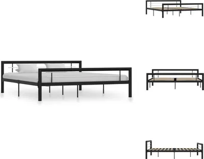 Obrázok produktu pre vidaXL Rám postele čierno-biely kovový 180×200 cm - Postele a rámy postelí