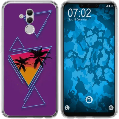 Produktbild von PhoneNatic Case kompatibel mit Huawei Mate 20 Lite Silikon-Hülle Retro Wave Palmen M3