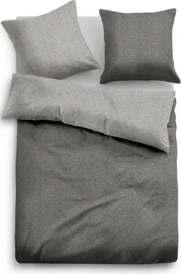 Produktbild von Tom Tailor Flanell Bettwäsche 847652-821 Uni-Melange anthrazit Wendeoptik , Größe:135x200 cm + 80x80 cm