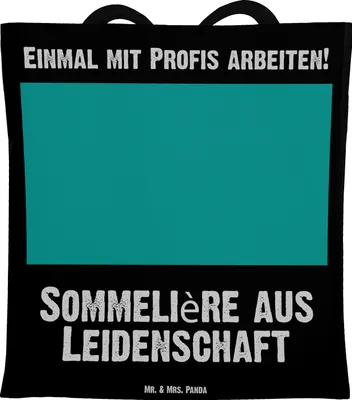 Produktbild von Mr. & Mrs. Panda Tote Bag Sommelière Leidenschaft - Schwarz - Geschenk, Schultasche, Shopping Tasche, Jutebeutel, Laptoptasche