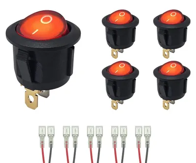 Produktbild von ProRide Wippschalter KCD2-220 Rund 3-polig 250 V/6 A Rot - 5 Stück
