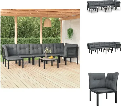 Obrázek produktu pro vidaXL 8dílná zahradní lounge souprava černá a šedá z polyratanu - Sety zahradního nábytku