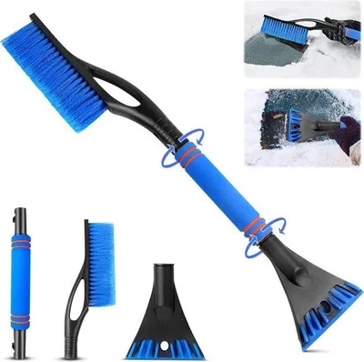 Imagen del producto de Raspador automático para hielo, sistema de limpieza 5 en 1, con paleta para nieve, mango de espuma y cabezal de cepillo giratorio de 360 grados, ideal para automóviles, parabrisas, ventanas, SUV y camiones.