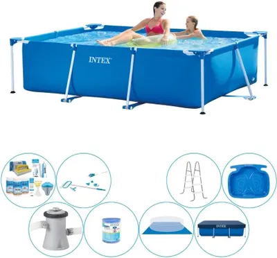 Zdjęcie produktu dla Basen stelażowy Intex Rechteckig 220x150x60 cm - zestaw basenowy All in 1