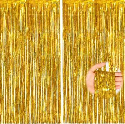 Produktbild von Lametta Vorhang gold, 2 Stück, 1 x 2,5 m, für die Dekoration