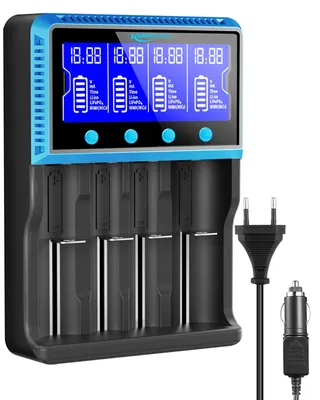 Zdjęcie produktu dla Ładowarka Keenstone uniwersalna, ładowarka do akumulatorów 18650 z 4 slotami, inteligentna, z wyświetlaczem LCD