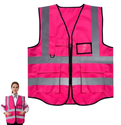 Produktbild von Warnweste Pink Gut Sichtbar Mit Taschen Für Erwachsene