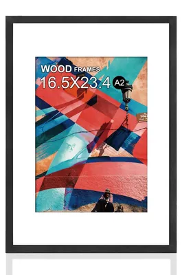 Image de Cadre en bois pour affiche, format 16,5 x 23,4 cm, avec protection en plexiglas