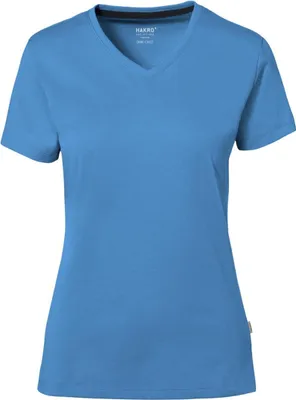 Produktbild von HAKRO Hakro Damen V-Shirt Baumwolle Tec #169 Gr. M malibublau
