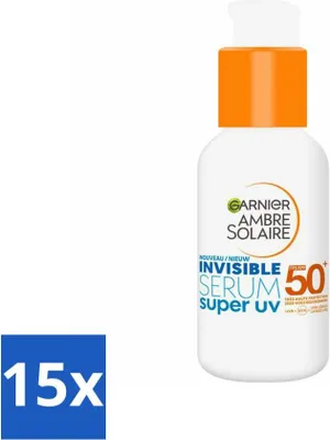 Productafbeelding van Garnier - Ambre Solaire - Zonnebeschermingsserum - Super UV - Onzichtbaar - SPF 50+ - 30 ml - Voordeelverpakking - 15 stuks