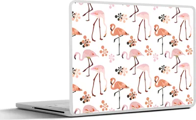 Produktbild von MuchoWow® Laptop Aufkleber Sticker Cover Muster - Flamingo - Blumen 30x21 cm - Sticker für Laptop - Selbstklebend