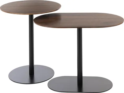 Produktbild von J-Line Set Von 2 Beistelltisch Rund Eisen Schwarz/Dunkelbraun