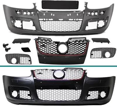 Produktbild von Stoßstange Vorne aus ABS ZUBEHÖR SET passt für VW Golf 5 + Wabengrill GTI + ABE