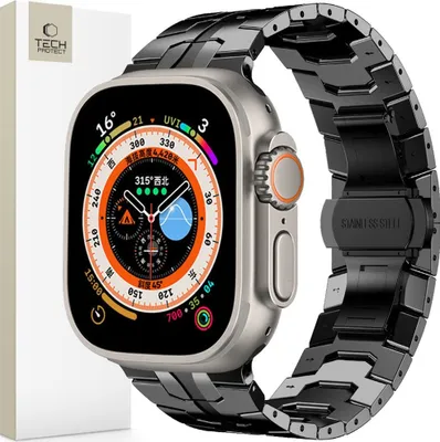 Produktbild von Tech-Protect Edelstahllinie Apple Watch 4 / 5 / 6 / 7 / 8 / 9 / Se / Ultra 1 / 2 (42 / 44 / 45 / 49 Mm) Schwarz