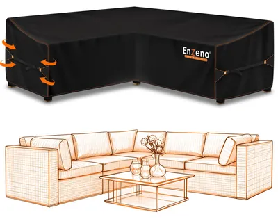 Obrázek produktu pro Ochranný obal na zahradní nábytek - L-tvar - 255 x 255 x 87 cm - Voděodolný - Černá