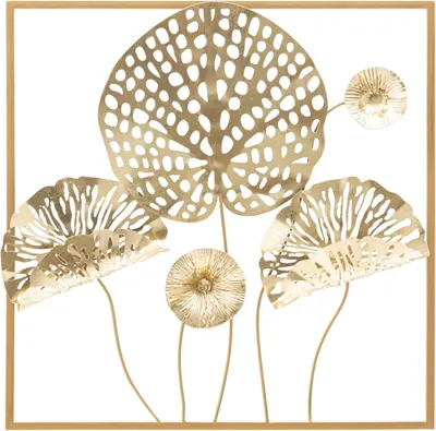 Image de Mauro Ferretti panneau mural fleurs dorées 50x5x50 cm doré