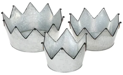 Produktbild von Dekoschale Krone Metall Vintage-Optik Schwarz Set 3 Größen Ø26,5/22,5/19cm