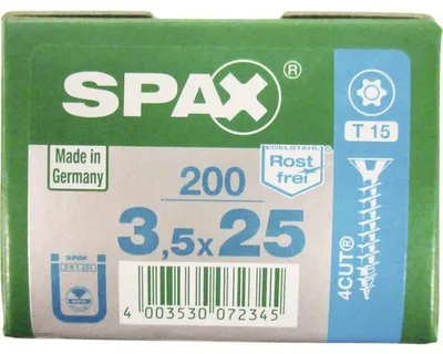 Zdjęcie produktu dla SPAX 4197000350257, Śruba, Stal nierdzewna, Drewno, Płaska głowa, Torx, Stal nierdzewna