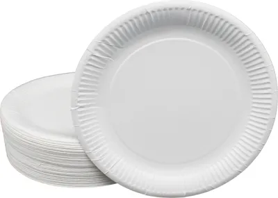 Produktbild von BAMI Pappteller | Einwegteller | rund, weiß, 18cm | 100 Stück