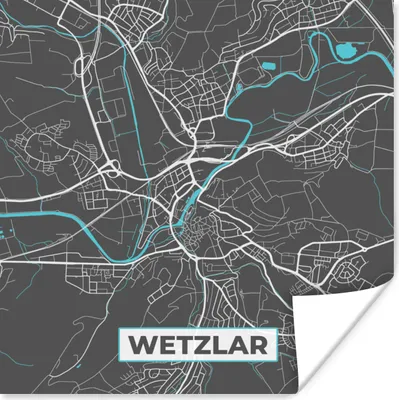 Produktbild von MuchoWow® Poster Wetzlar - Stadtplan - Blau - Karte - Deutschland 75x75 cm - Wand Dekoration