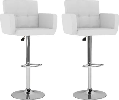 Image de Tabourets de bar lot de 2 blanc similicuir