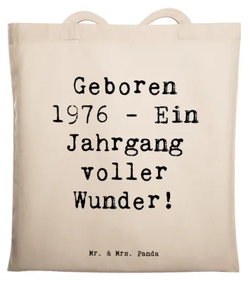 Produktbild von Mr. & Mrs. Panda Schultasche Spruch 1976 Geburtstag - Transparent - Geschenk, Alter, Geburtstagsfeier, Happy Birthday, Tragetasche, Geburtstagsgeschenk, Laptoptasche