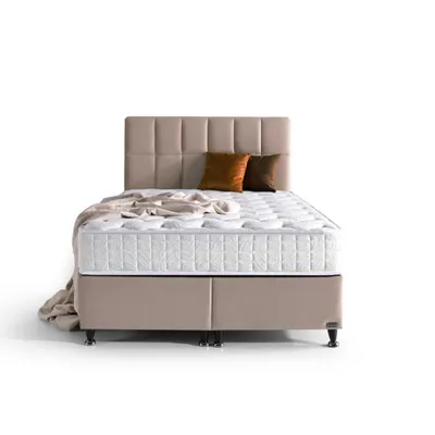 Produktbild von Bambi Boxspringbett 90x200 mit Bettkasten mit Matratzen Golden Prime Set Stauraum 7-Komfortzonen H4 Gold/Beige
