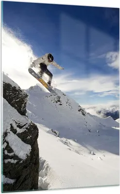 Produktbild von Bilder auf glas - Einteilig - Snowboard Schnee Sport - 70x100cm - Glasbilder - Wandbilder - Bilder - zum Aufhängen bereit - Wanddekoration aus Glas - Glas Bilder - Wandbild auf Glas - GPA70x100-0151