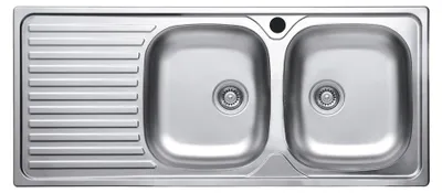 Immagine prodotto di Lavello incasso acciaio inox 116x50 cm doppia vasca e gocciolatoio sinistro SA138