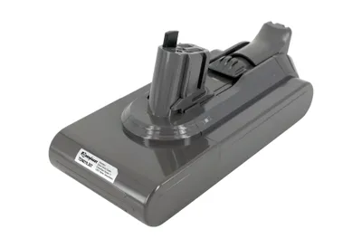 A gray vacuum cleaner battery pack is shown against a white background.