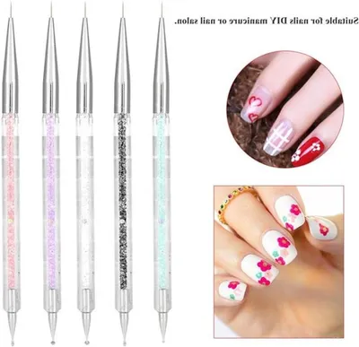 5-teiliges Nail Art Dotting Tools Set mit Kristallpunkten, Linienstift und Dotting Pen für DIY-Maniküre und Nageldesign