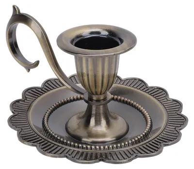 Imagen del producto de Soporte para velas retro de mano, estilo vintage, con asa, fabricado en aleación de zinc, de estilo europeo, para velas de mesa, ideal para decoración del hogar, color bronce
